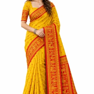 Bushnoo Puri Baluchari Saree – Traditional Bengali Designer Saree